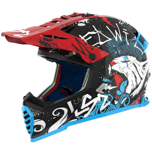 CASCO MOTO CROSS FAST EVO MX437 BAMBINO YELLOW - BLU