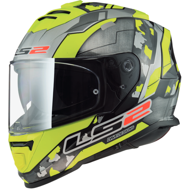 CASCO MOTO LS2 STORM FF800 CYBORG MATT H-V YELLOW GREY NEW