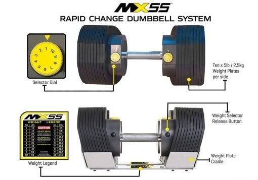 MX55 Set peso regolabile fino a 24,9 kg (incluso rack-aste-pesi)