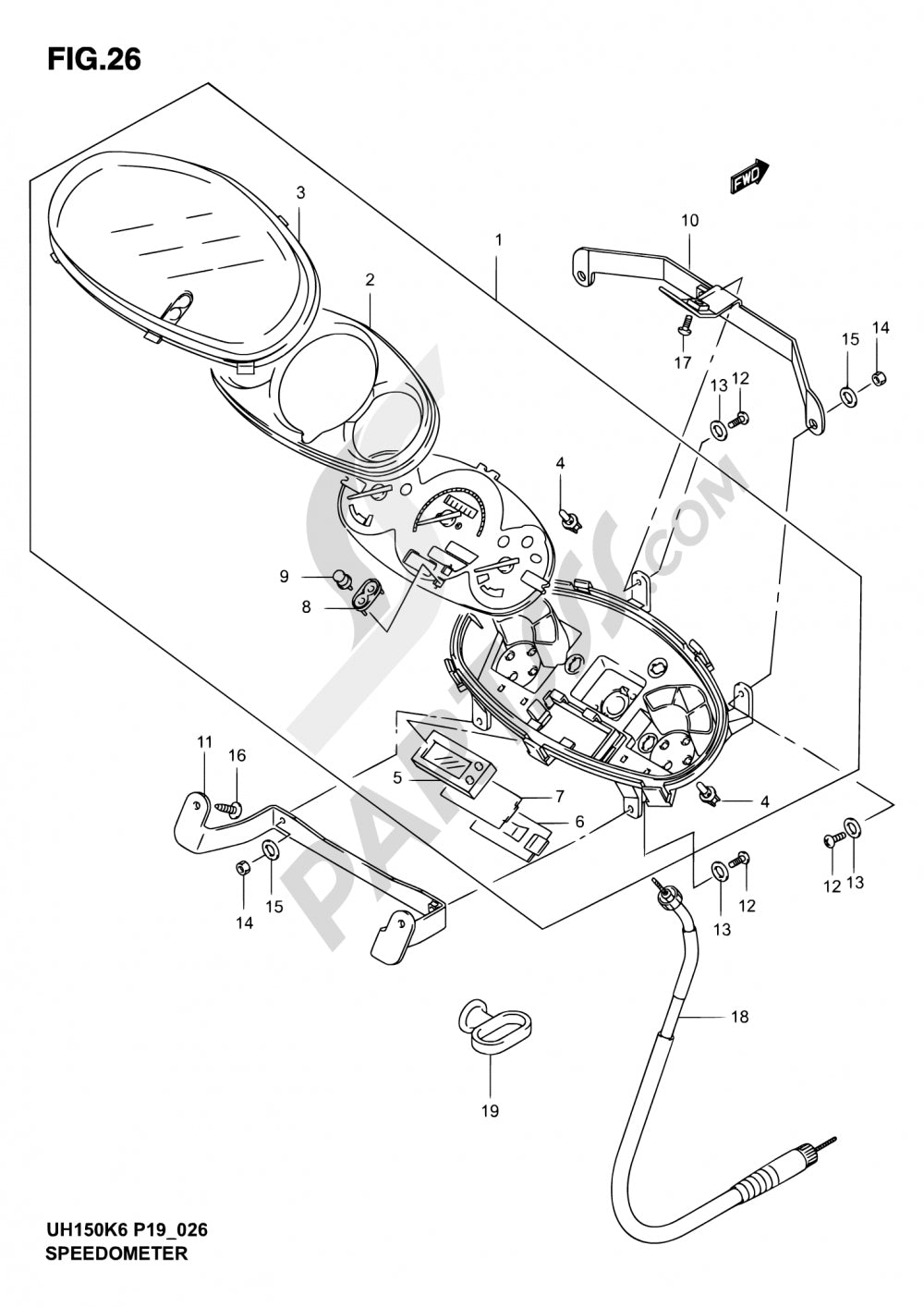 SPEEDOMETER Suzuki BURGMAN UH150 2005 staffa immagine n 10