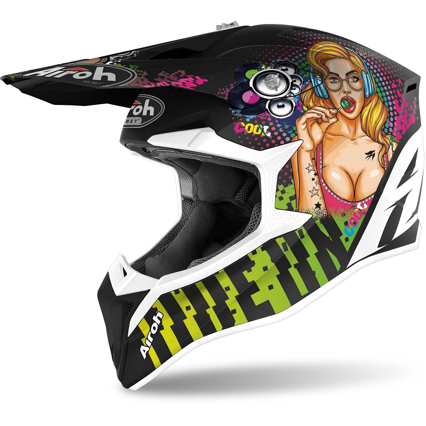 Casco Moto kids Cross Enduro Airoh WRAAP Pin-Up Opaco