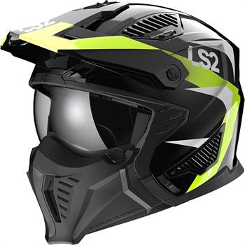 CASCO LS2 OF606 MOD.DRIFTER H-V YELLOW/NERO LUCIDO- TOTAL BLACK-TITANIUM