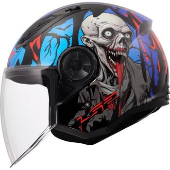 CASCO LS2 OF616 MOD.AIRFLOW2 ZOMBIE BLACK/RED/BLU