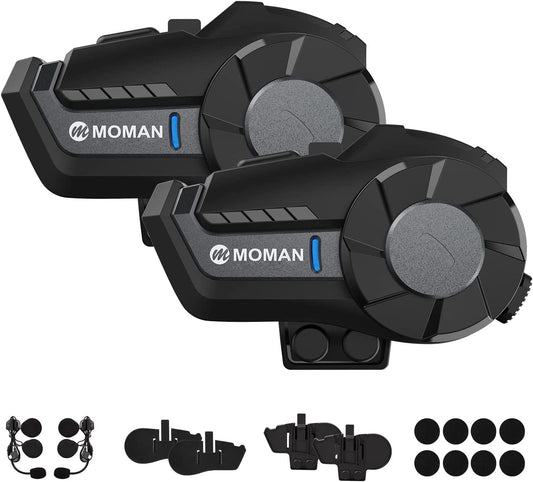 Moman Interfono Moto, H2 Auricolare Casco Moto Bluetooth