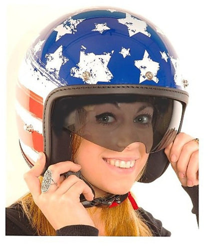 Vintage Jet Motorcycle Helmet Old One USA Flag Internal Visor