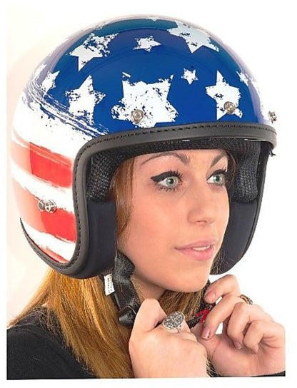 Vintage Jet Motorcycle Helmet Old One USA Flag Internal Visor